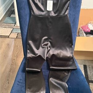 Elegant Black Satin Jumpsuit